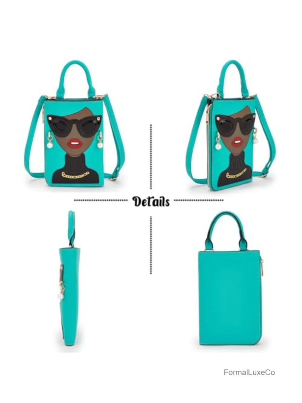 Novelty Lady Face Shoulder Bag Satchel Handbag Faux Pearl Drop Earrings